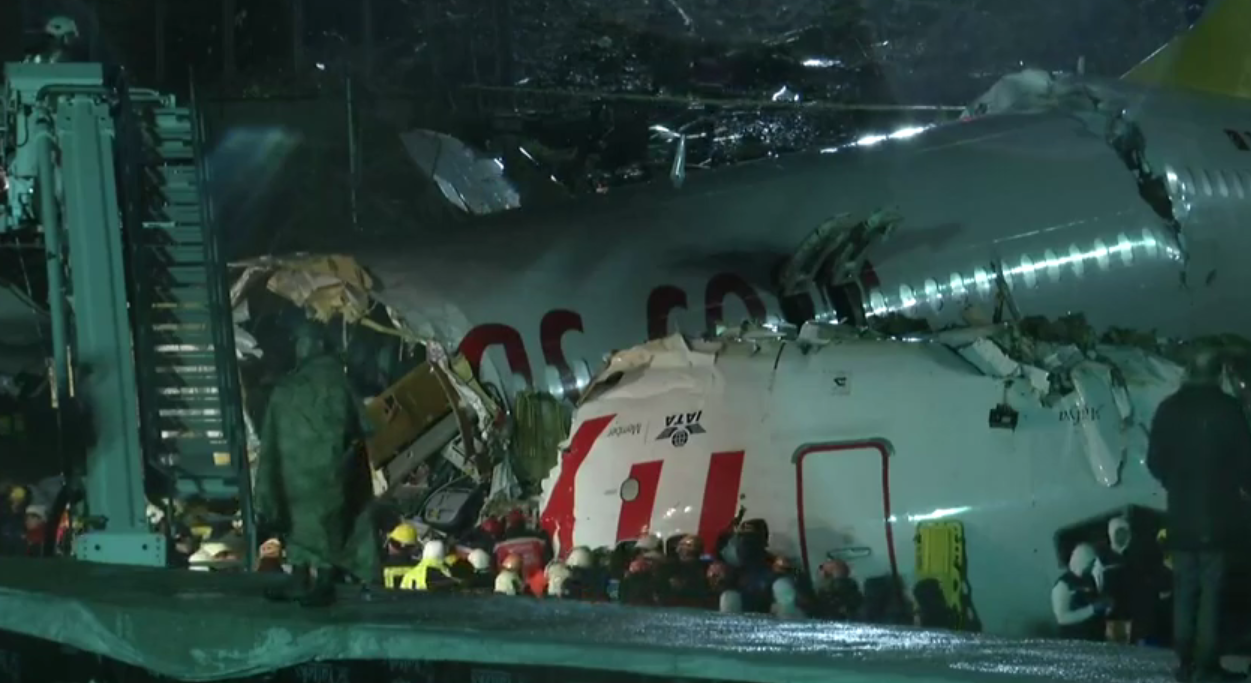 Así quedó el Boeing 737 de Pegasus Airlines | Foto: Captura de Video