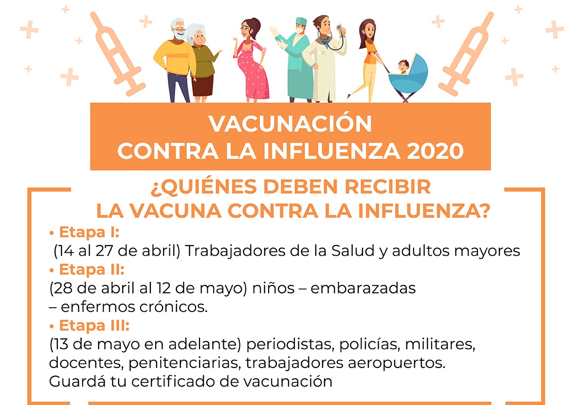 Etapas de campaña de vacunación contra la influenza. Fuente: Ministerio de Salud