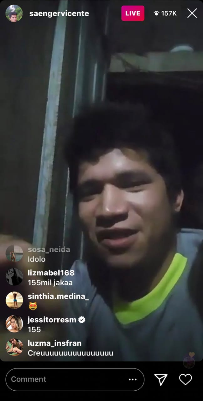 Vicente Saenger “Jaka” superó las 165.000 vistas en un live de Instagram. Foto: Captura de pantalla