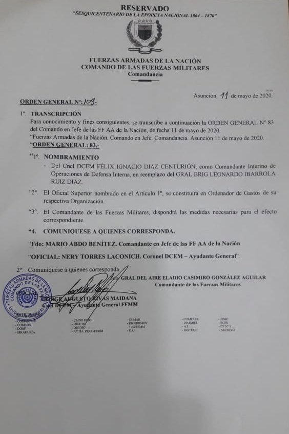 Documento por el cual se designa al nuevo Comandante de la CODI - FTC.