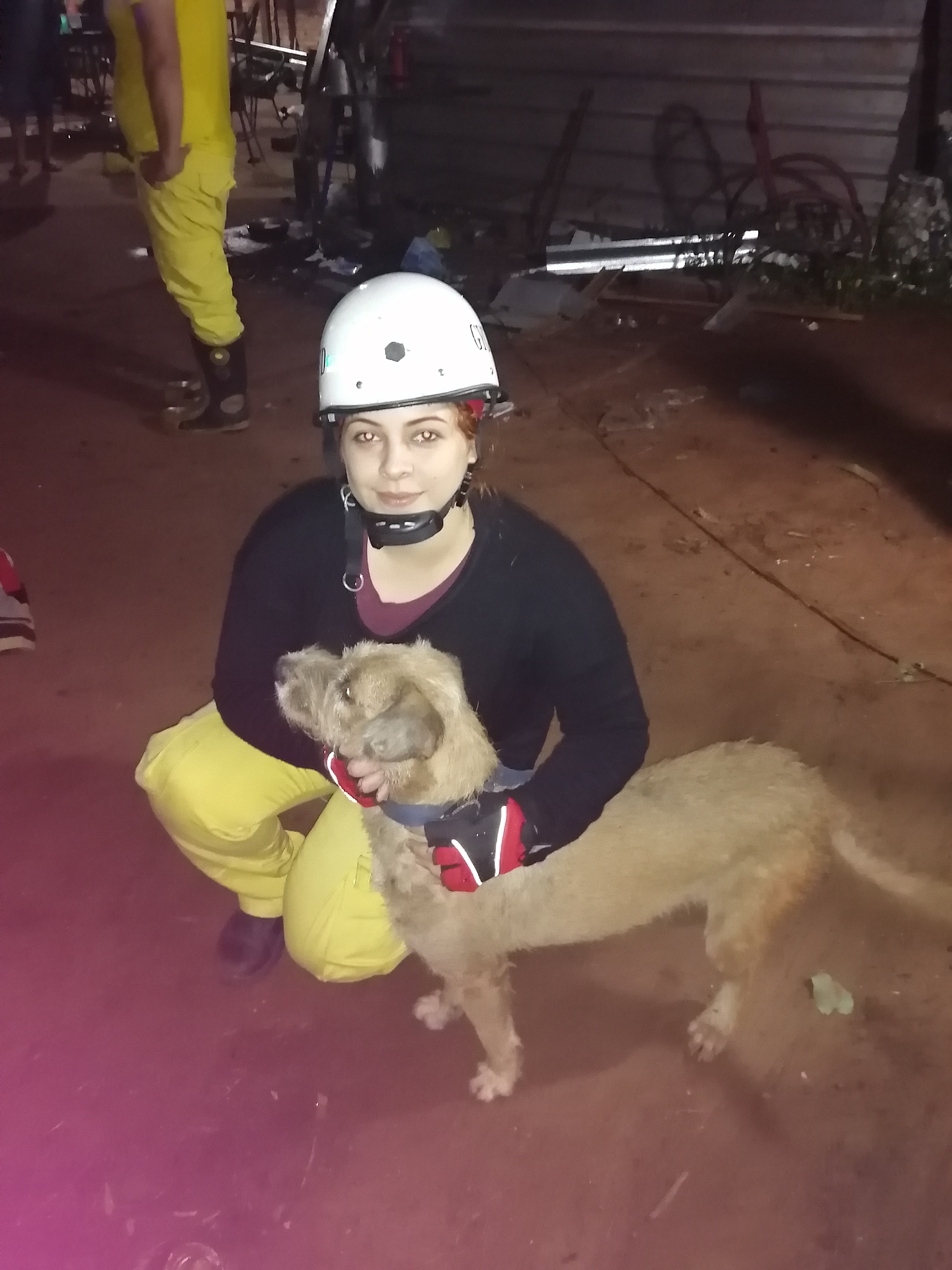 El perrito fue rescatado por los bomberos voluntarios tras varias horas de trabajo. Foto: Gentileza