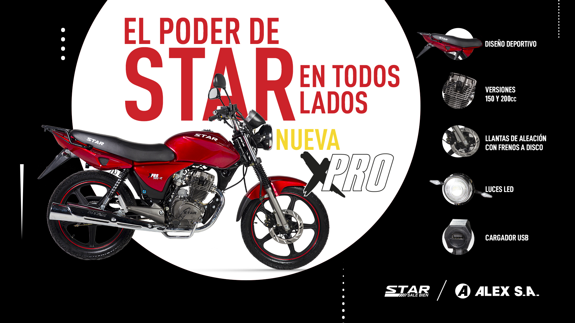 Afiche de nuevo modelo de moto STAR XPRO.