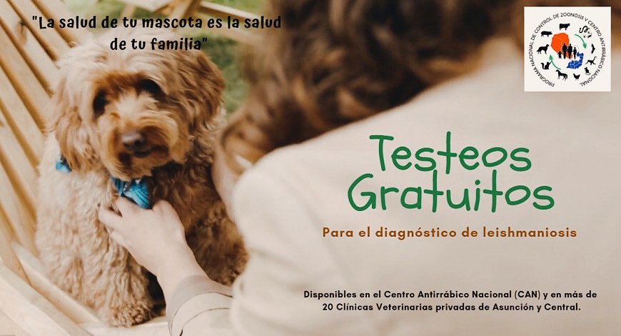Afiche de testeos gratuitos del Programa Nacional de Control de Zoonosis y Centro Antirrábico Nacional.