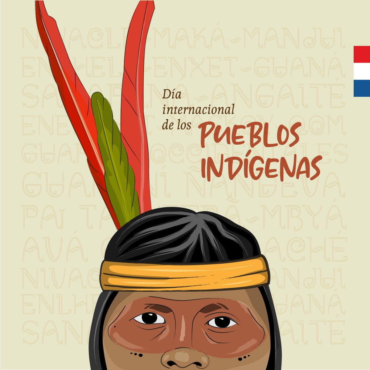 Afiche ilustrado del día internacional de los pueblos indígenas del Gobierno Nacional.