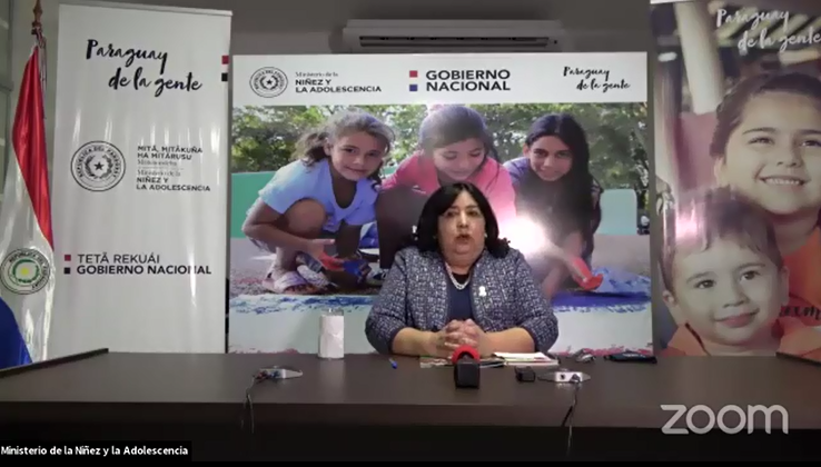 Ministra Teresa Martínez durante el informe de gestión a través de zoom.