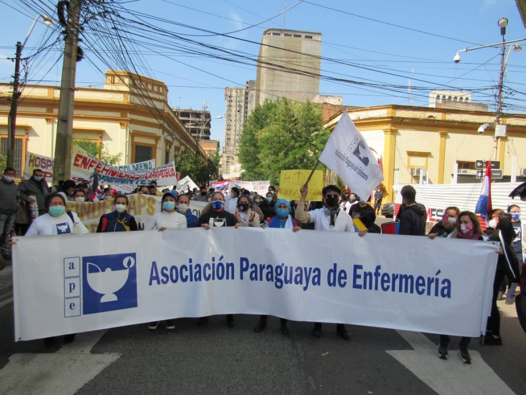 Manifestación de Asociación Paraguaya de Enfermería.