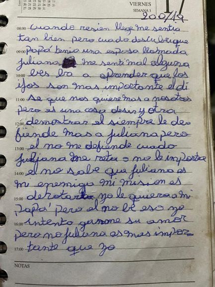 En la carta, la menor cuenta cómo era la relación con su padre. Foto: Policía Nacional