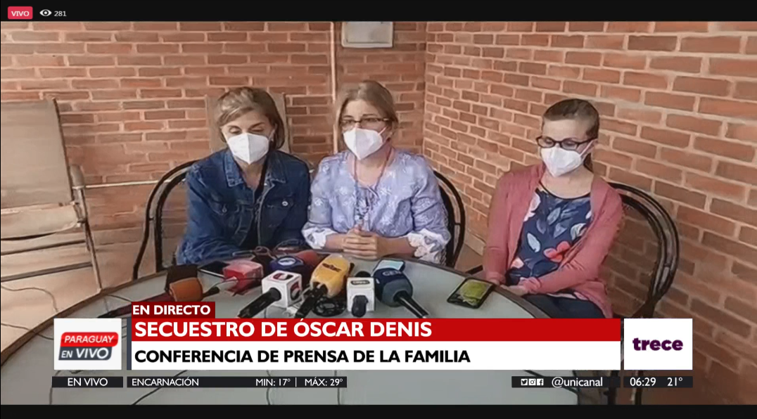 Conferencia de prensa - Familiares de Óscar Denis. Foto: Captura de pantalla - Paraguay en vivo.