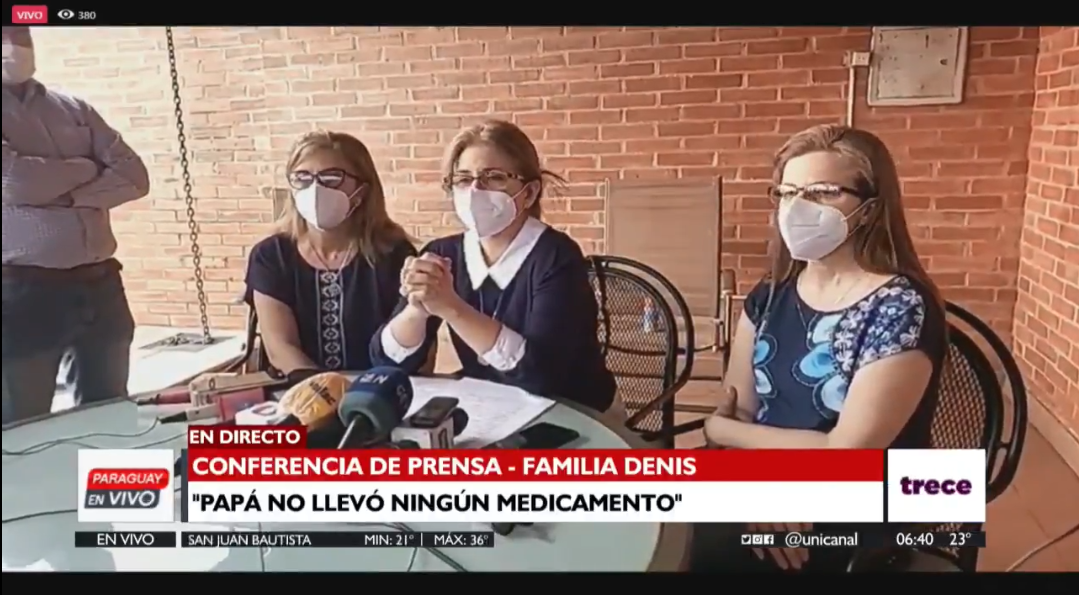 Conferencia de prensa de hijas de Óscar Denis. Foto: Captura de pantalla / Paraguay en vivo