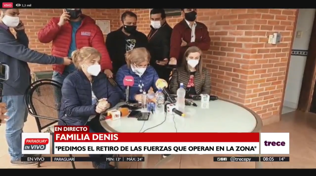 Conferencia de prensa de las hijas del exvicepresidente Óscar Denis. Foto: Captura de pantalla / Paraguay en vivo