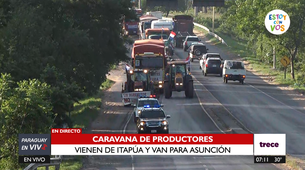 Caravana de productores de Itapúa. Foto: Captura de video.