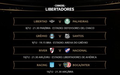 Libertadores: cuartos de final arrancan el 8 de diciembre