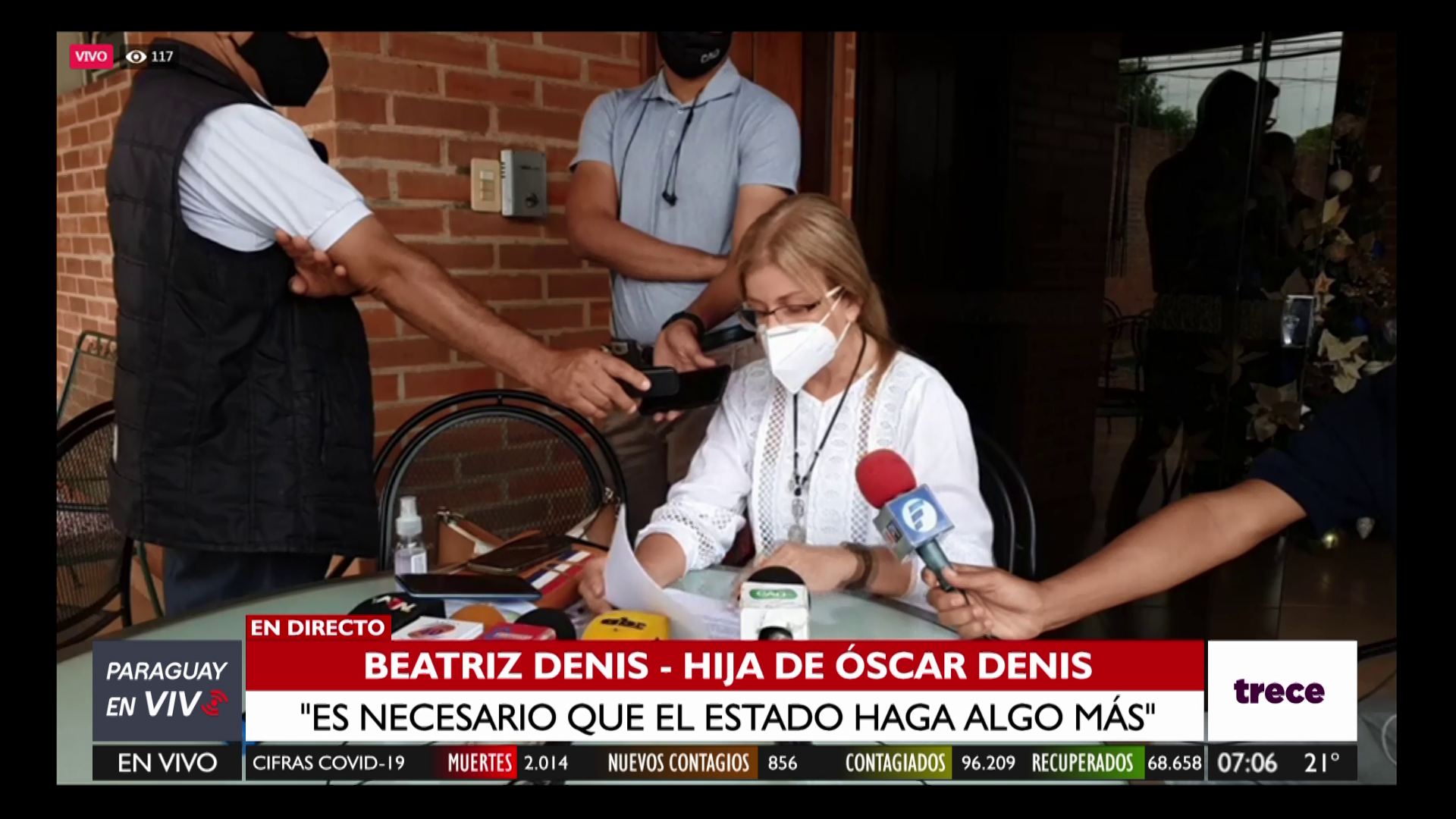 Conferencia de prensa de Beatriz Denis. Foto: Captura de pantalla - Paraguay en Vivo.