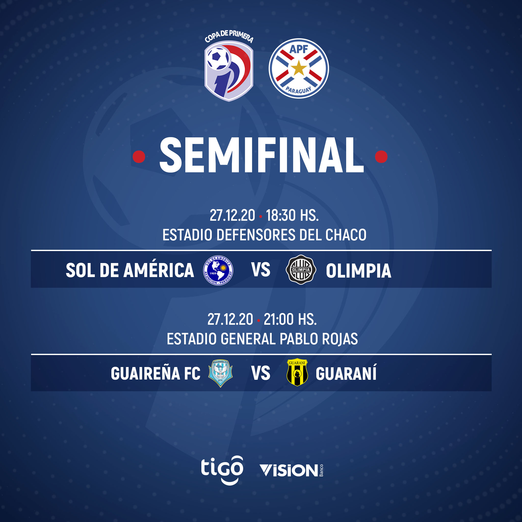 Estos son los choques por Semifinales del Clausura 2020. Fuente: APF.
