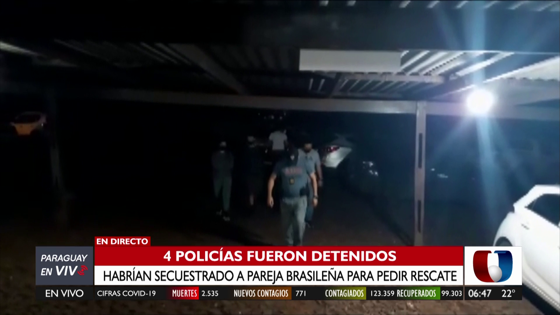 Cuatro policías fueron detenidos tras haber privado de su libertad a una pareja brasilera, que realizaba turismo en nuestro país. Foto: captura de pantalla.