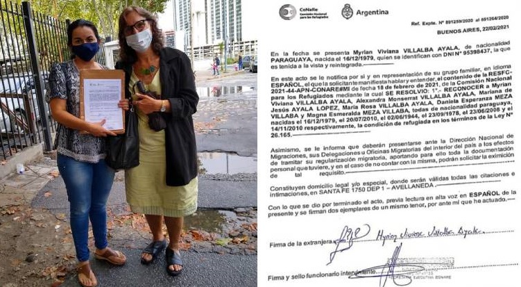 La Comisión Nacional para Refugiados (CONARE) de Argentina, otorgó refugio político a la familia de Carmen Villalba radicada en el vecino país. Foto: gentileza.