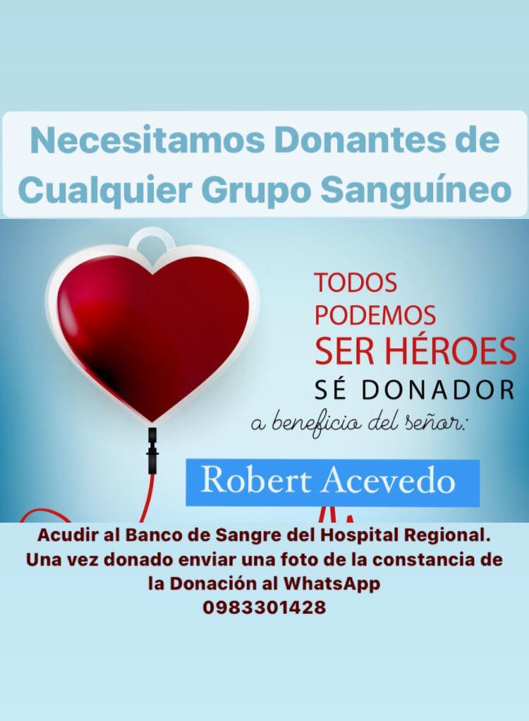 Diputado Robert Acevedo necesita donantes de sangre con urgencia