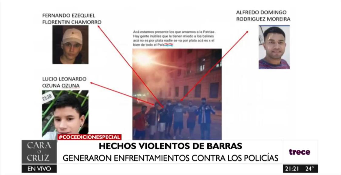 Personas violentas identificadas por la Policía Nacional. Foto: captura de pantalla.