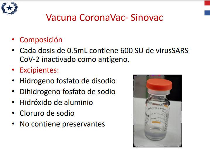 Composición de la vacuna Coronavac-Sinovac