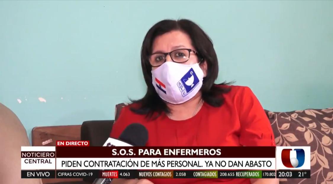 Mirna Gallardo, presidenta de la Asociación de Enfermería del Paraguay. Foto: captura de pantalla.