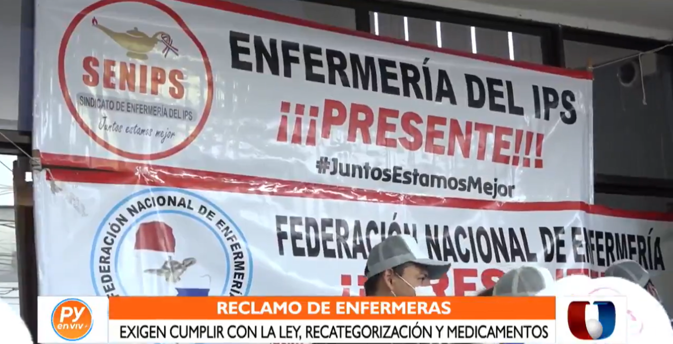 Enfermeros se manifestaron y reclamaron sus derechos. Foto: captura de pantalla.