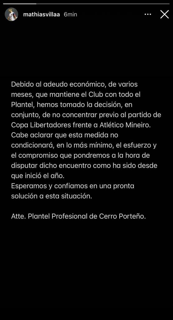Por falta de pago, plantel de Cerro Porteño oficializa postura de no concentrar