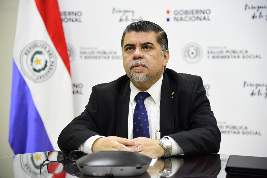 Julio Borba en su interpelación ante el Consejo Ejecutivo de la OMS. Foto: Ministerio de Salud.