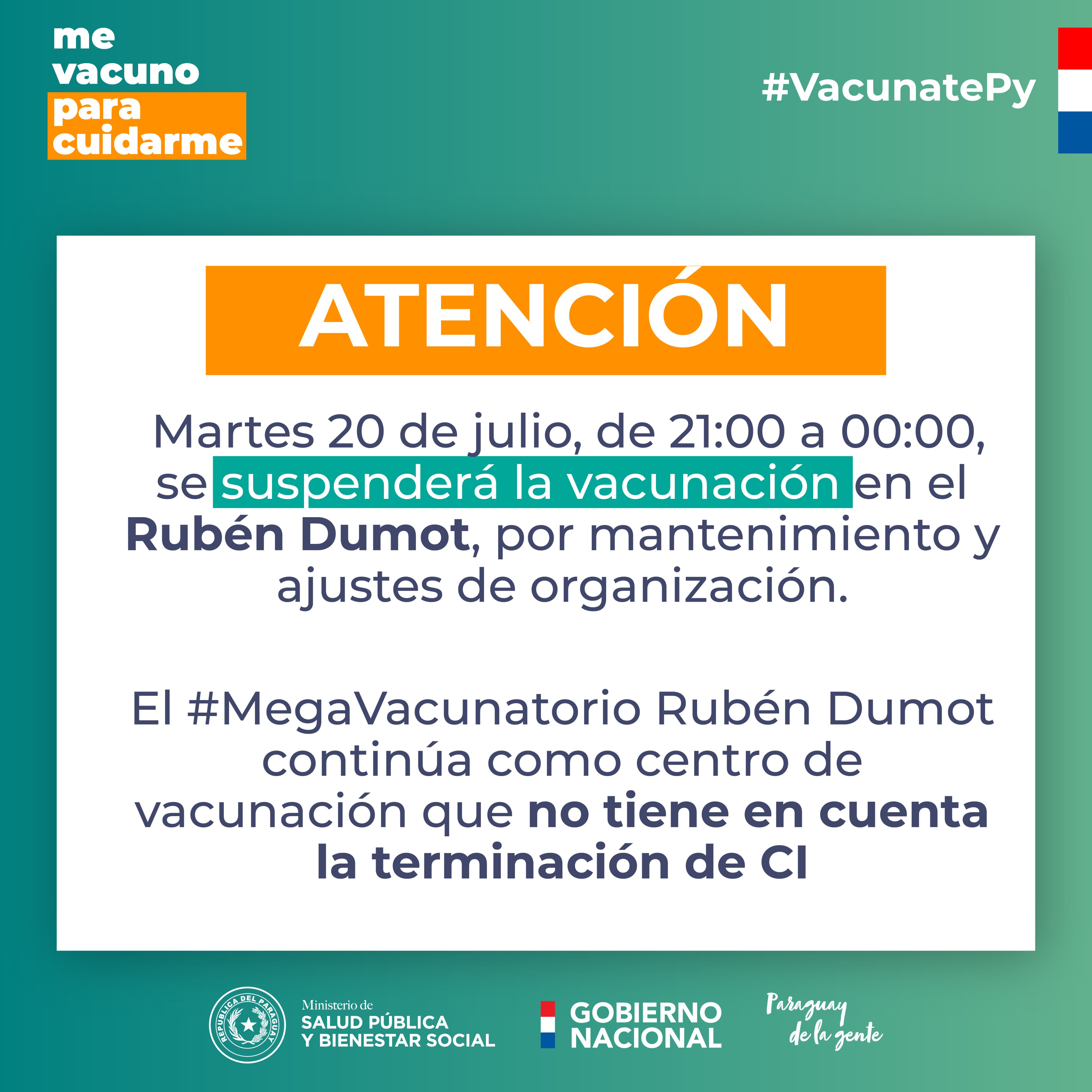De 21:00 a 00:00 suspenderán vacunación en el autódromo Rubén Dumot