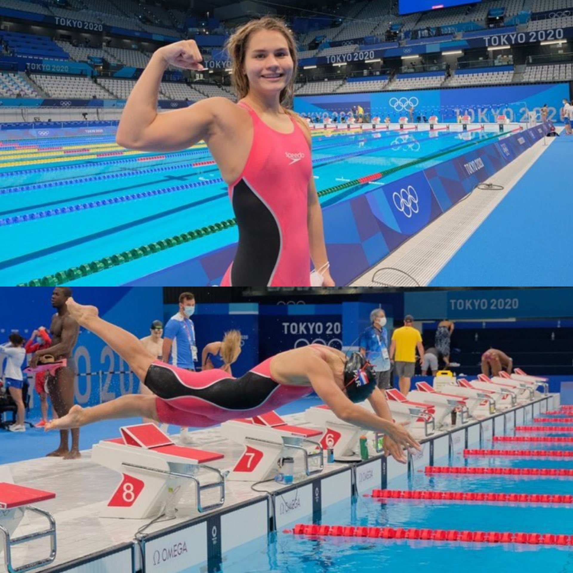 Luana Alonso, nadadora paraguaya en competencia en los Juegos Olímpicos Tokio 2020.
