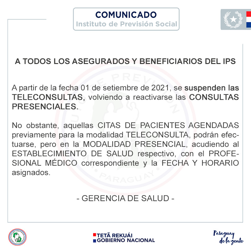 IPS suspende teleconsultas desde el 1 de septiembre