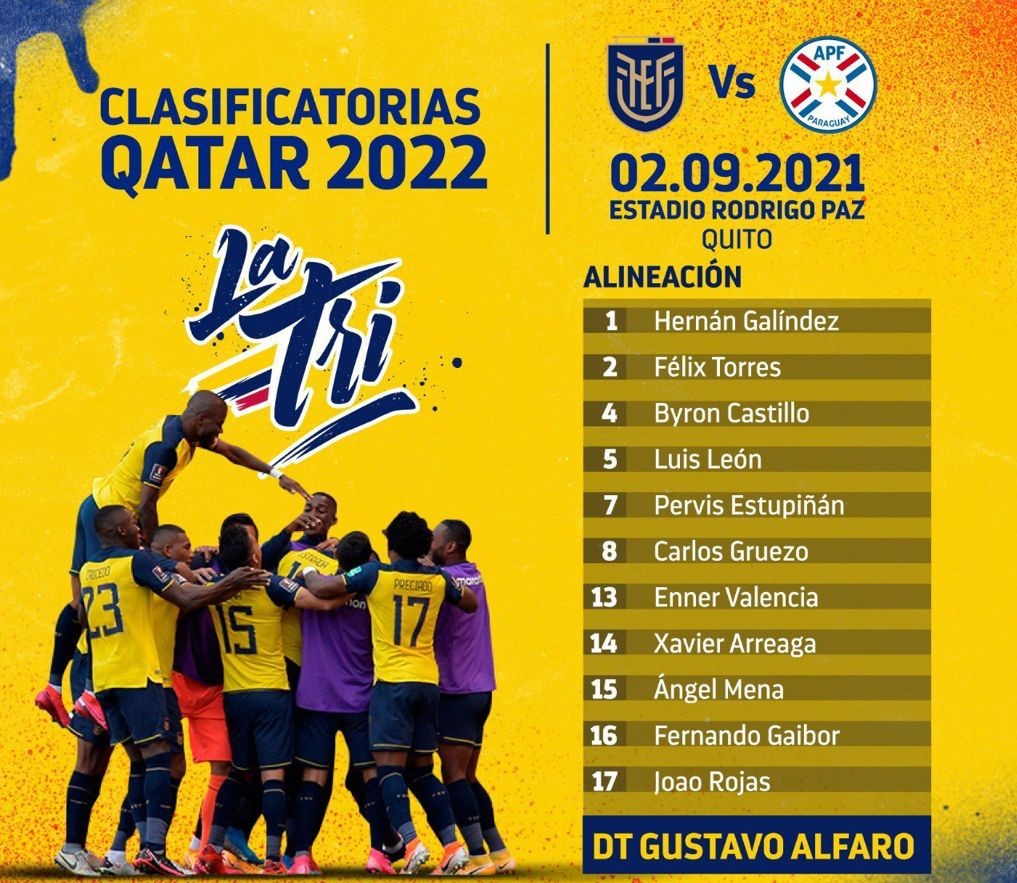 Once de Ecuador para medir a Paraguay