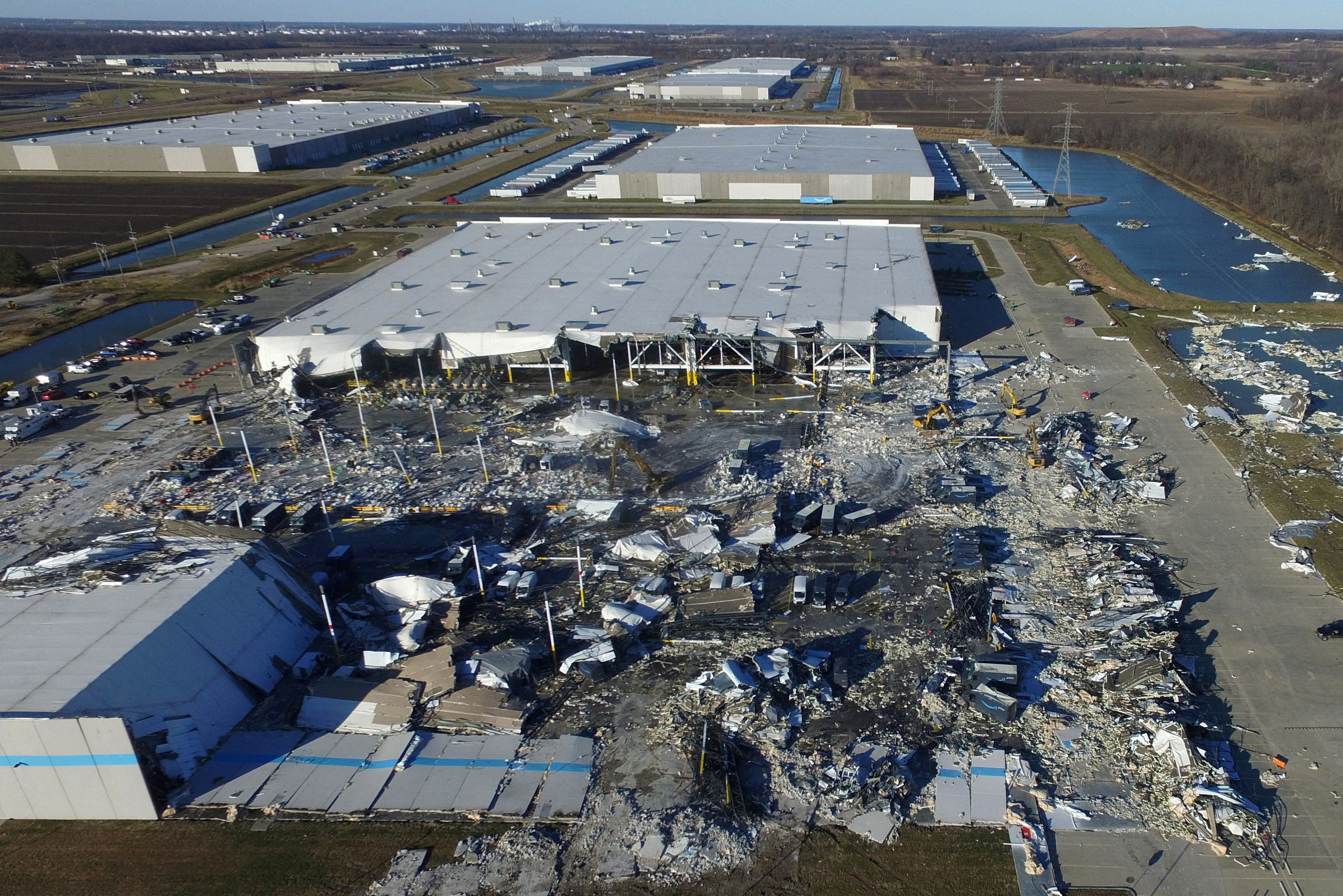 Sitio en el que colapsó el edificio de Illinois. Foto: Reuters.