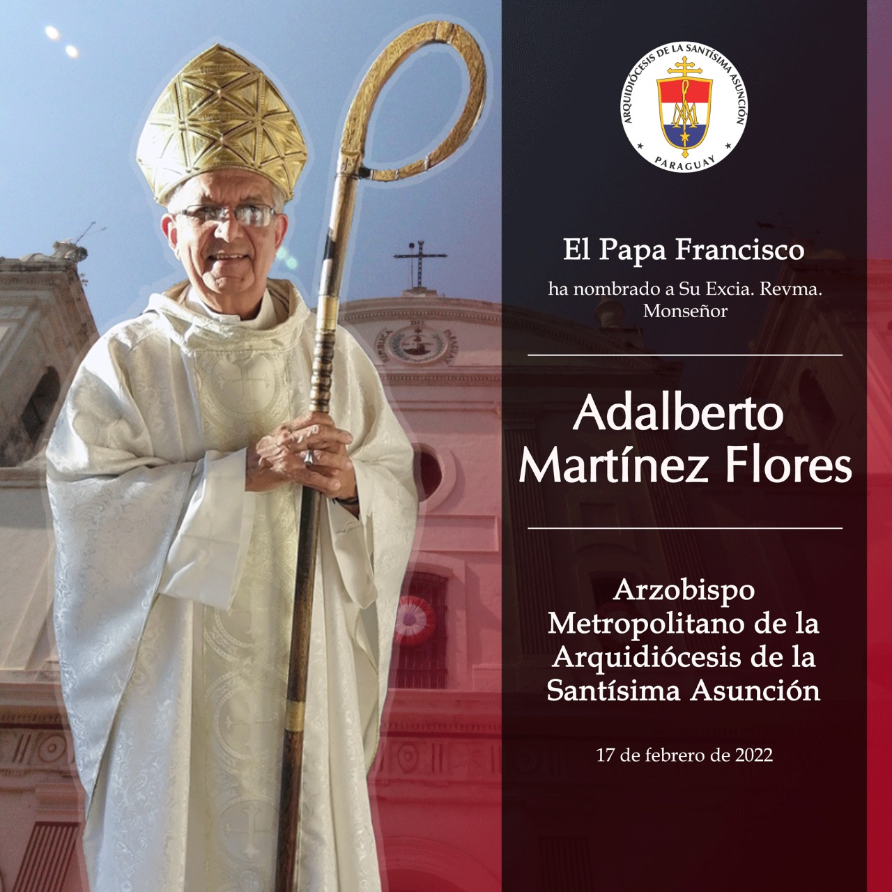 Adalberto Martínez asume como nuevo Arzobispo de Asunción. Foto: CEP.