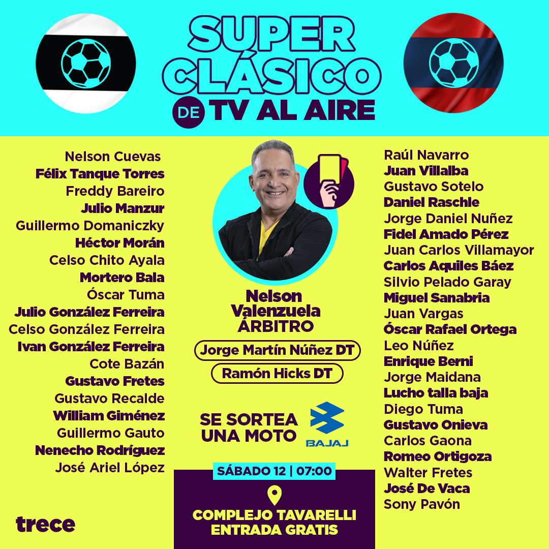 ¡El clásico de Tv Al Aire tiene a sus figuras de Cerro y Olimpia confirmadas!