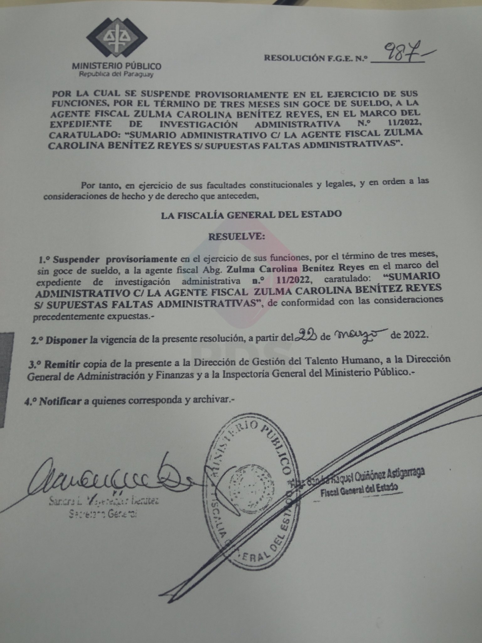 Caso Karen Maciel: suspenden sin goce de sueldo a fiscal Zulma Benítez