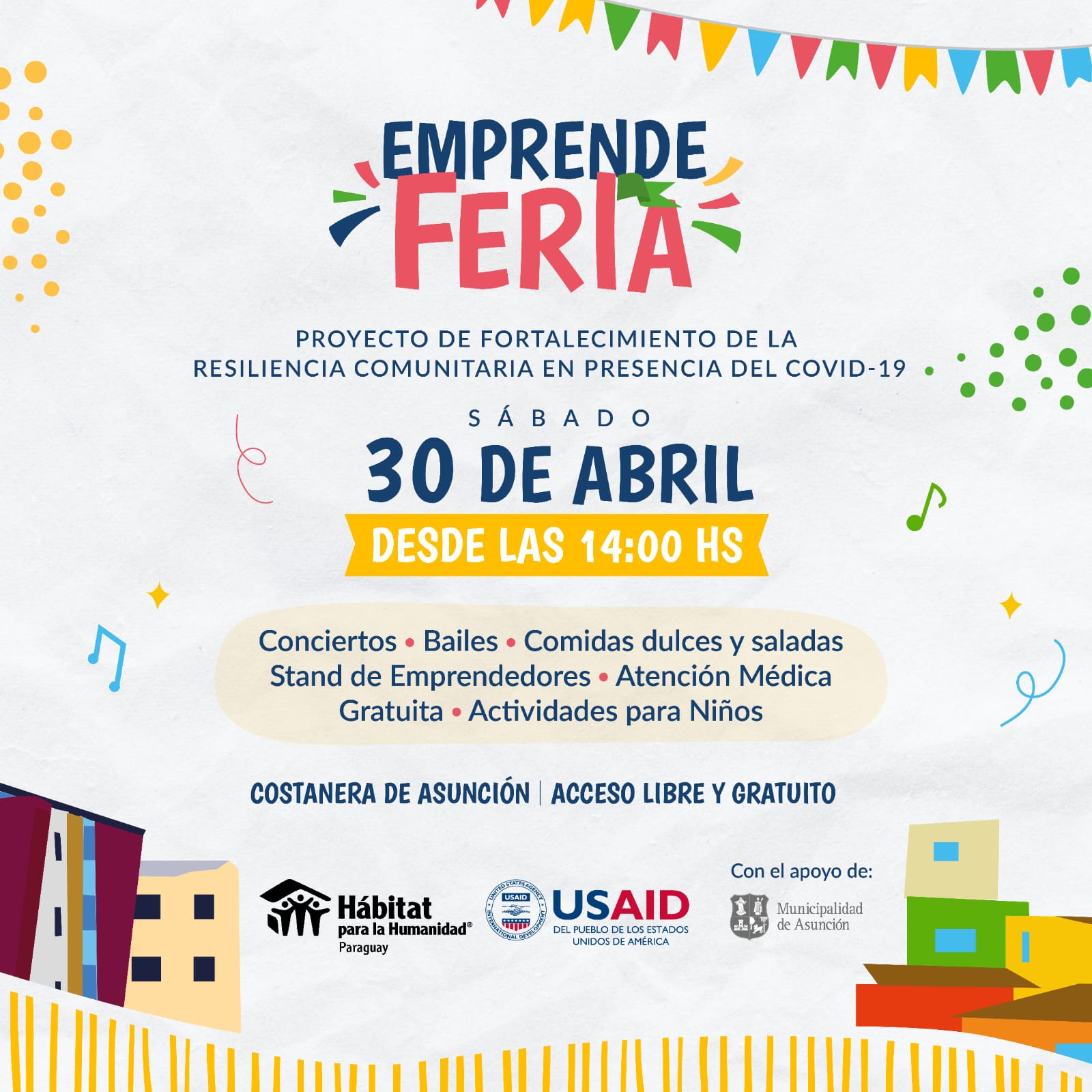 Feria Comunitaria de Emprendedores, este sábado en la Costanera de Asunción. Foto: Gentileza.
