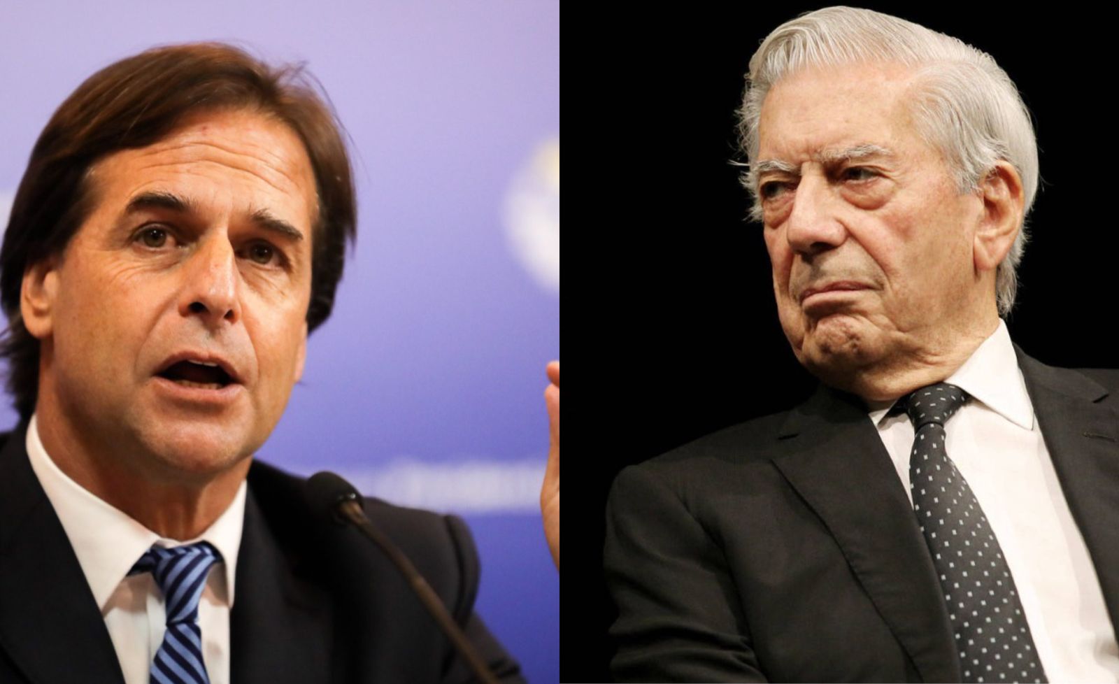 Luis Lacalle Pou, presidente de Uruguay y el escritor, periodista y nobel, Mario Vargas Llosa.
