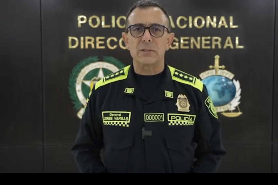 El director de la Policía de Colombia, Jorge Vargas. Foto: captura de video.