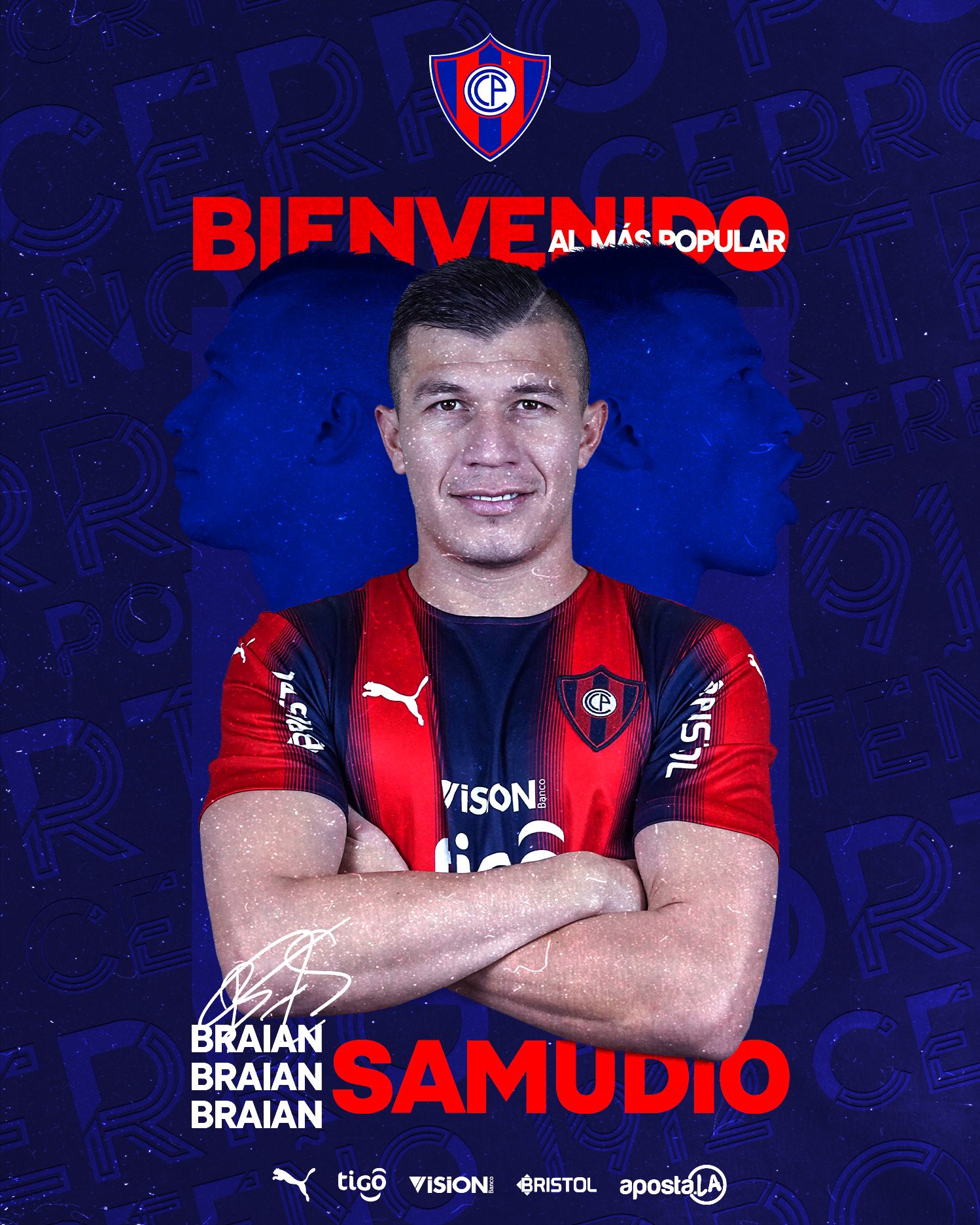 Braian Samudio, jugador de Cerro Porteño. Foto: CCP.