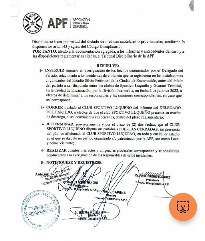 Resolución de la APF