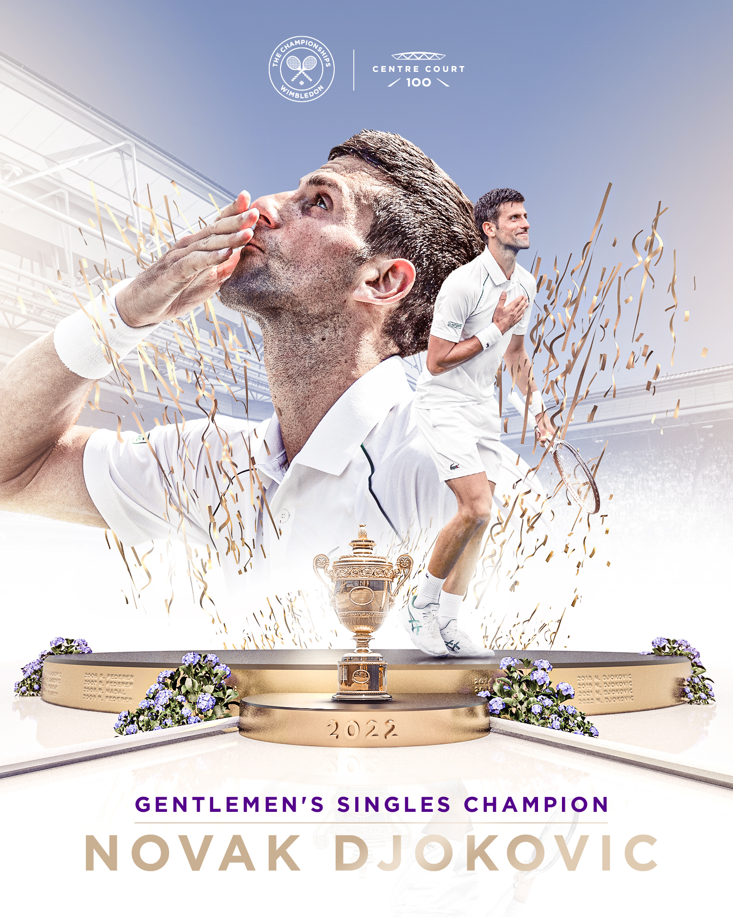 Djokovic levantó su cuarto Wimbledon de forma consecutiva este fin de semana. Foto: Wimbledon.