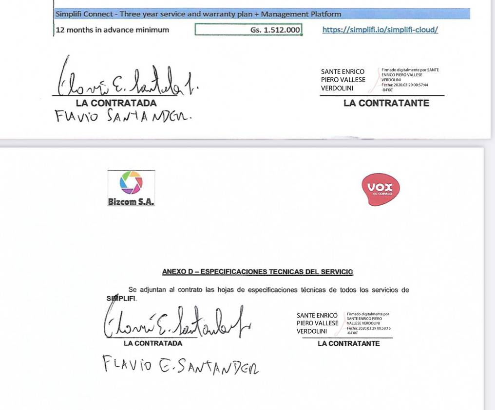 Documentos que confirman negociado entre Copaco y el concuñado del presidente. Foto: Gentileza.