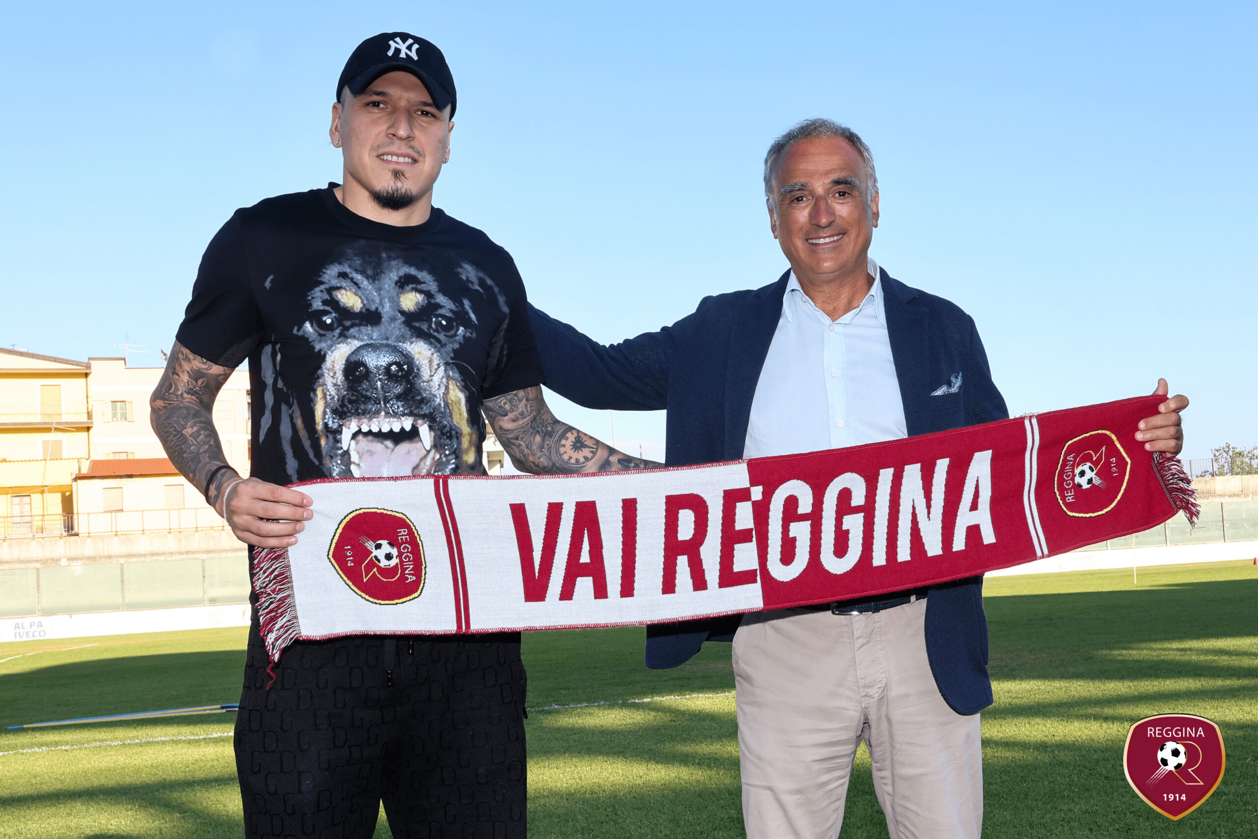 Federico Santander junto a Marcello Cardona, presidente del club Reggina
