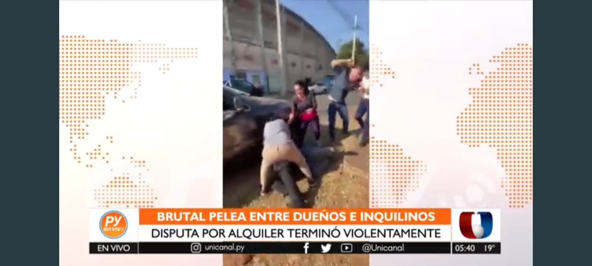 Brutal pelea entre dueños e inquilinos de una vivienda en Luque. Foto: Captura de pantalla.