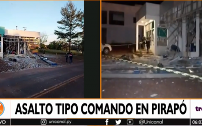Destruyen sucursal de un banco de Pirapó en asalto tipo comando